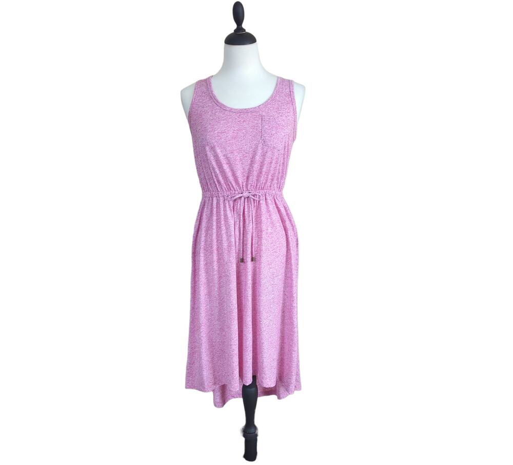 Sonoma Women's Size PM Heather Pink Jersey Knit Sleeveless Cinched Waist Dress